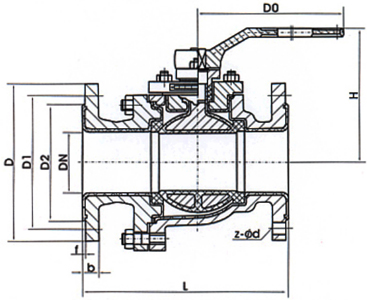 Q41F46手動(dòng)襯氟球閥 結(jié)構(gòu)尺寸圖 Q41F46手動(dòng)襯氟球閥 結(jié)構(gòu)尺寸圖