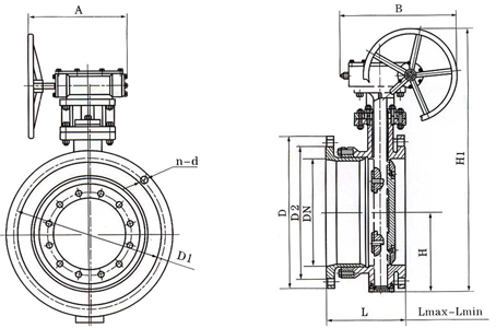 手動伸縮蝶閥 連接尺寸圖 手動伸縮蝶閥 連接尺寸圖